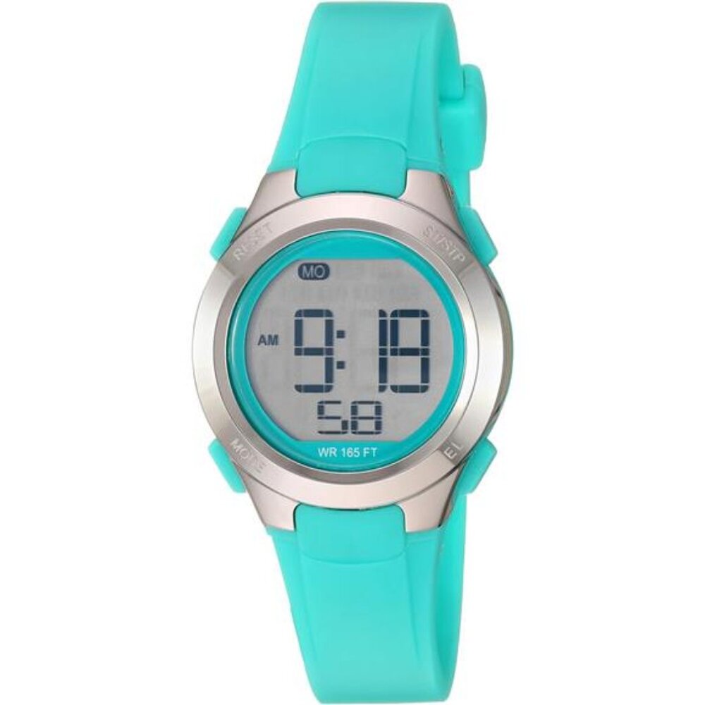 Womens Digital Watch Teal Resin Strap Chronograph Alarm Stopwatch Water Resistan